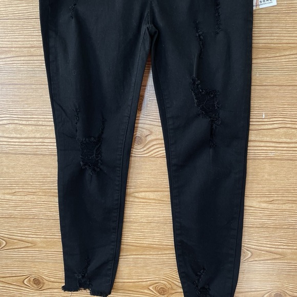 SONG Maternity Skinny Jeans Women M Black NEW Distressed Curvy Ankle Grazer Leg - Picture 9 of 11